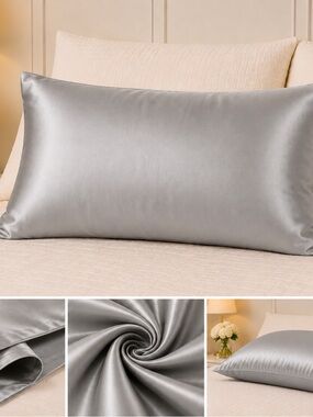 Silky Silver Pillowcase - Luxurious Satin Bedding